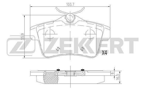 Zekkert BS-1944 Rear disc brake pads, set BS1944