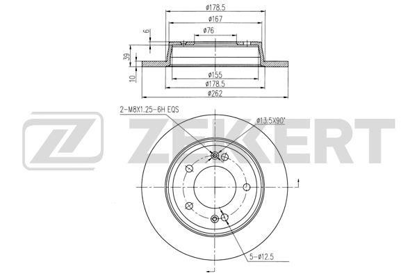 Zekkert BS-5800 Rear brake disc, non-ventilated BS5800