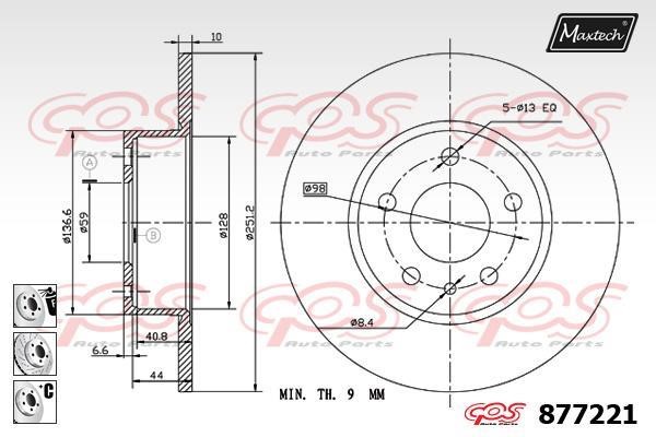 MaxTech 877221.6880 Brake disc 8772216880