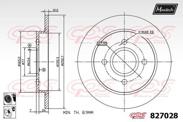MaxTech 827028.6060 Rear brake disc, non-ventilated 8270286060
