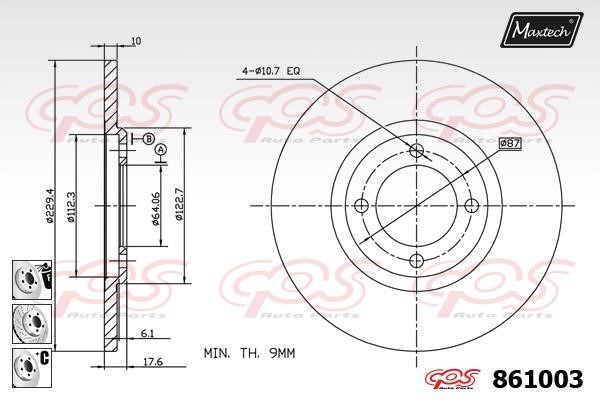 MaxTech 861003.6880 Brake disc 8610036880