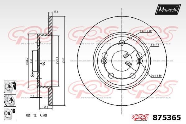 MaxTech 875365.6980 Brake disc 8753656980