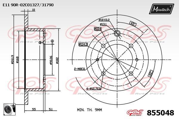 MaxTech 855048.0060 Rear brake disc, non-ventilated 8550480060