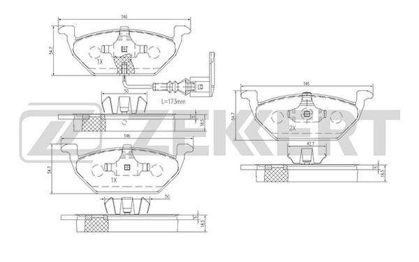 Zekkert BS-1138 Brake Pad Set, disc brake BS1138