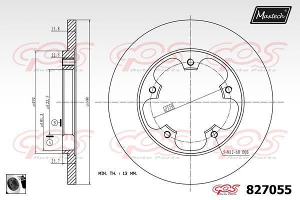 MaxTech 827055.0060 Rear brake disc, non-ventilated 8270550060