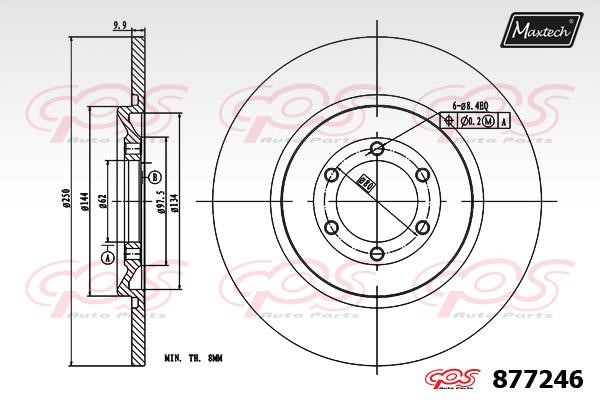 MaxTech 877246.0000 Rear brake disc, non-ventilated 8772460000