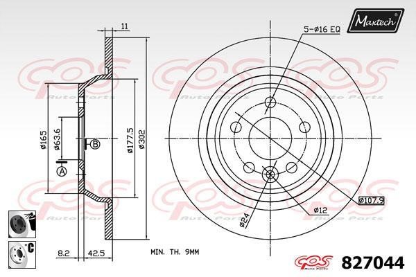MaxTech 827044.6060 Rear brake disc, non-ventilated 8270446060