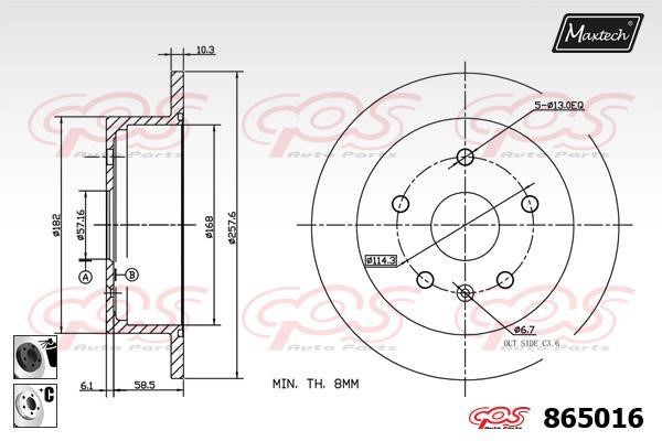 MaxTech 865016.6060 Rear brake disc, non-ventilated 8650166060