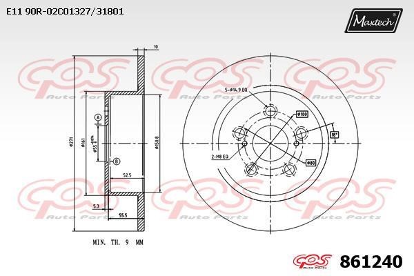 MaxTech 861240.0000 Rear brake disc, non-ventilated 8612400000