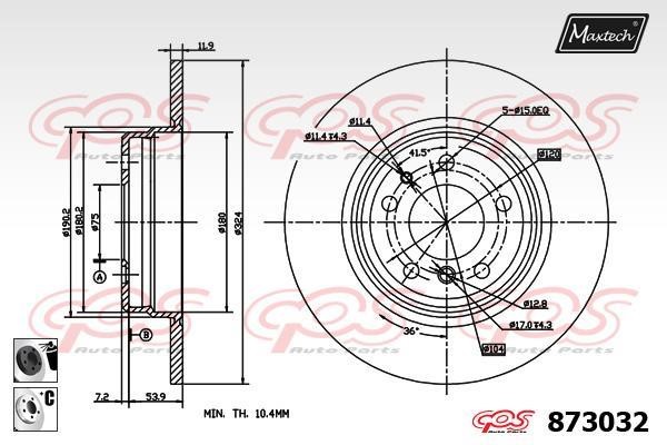 MaxTech 873032.6060 Rear brake disc, non-ventilated 8730326060