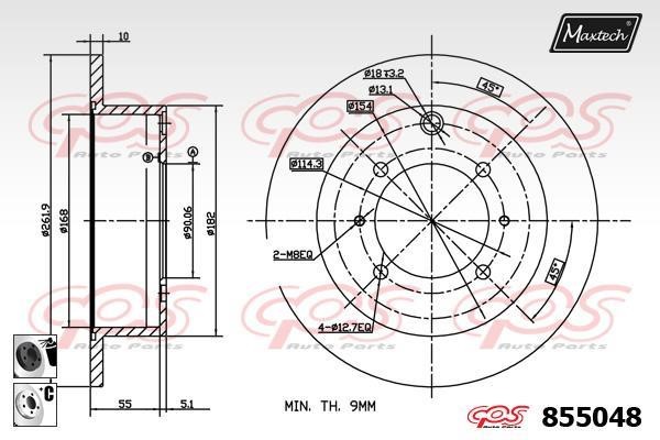 MaxTech 855048.6060 Rear brake disc, non-ventilated 8550486060