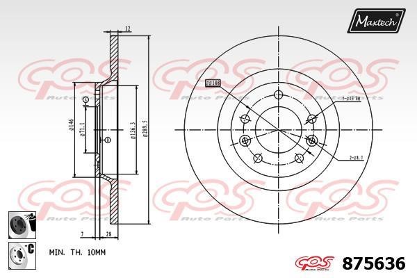 MaxTech 875636.6060 Rear brake disc, non-ventilated 8756366060