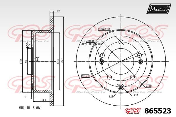 MaxTech 865523.0000 Rear brake disc, non-ventilated 8655230000