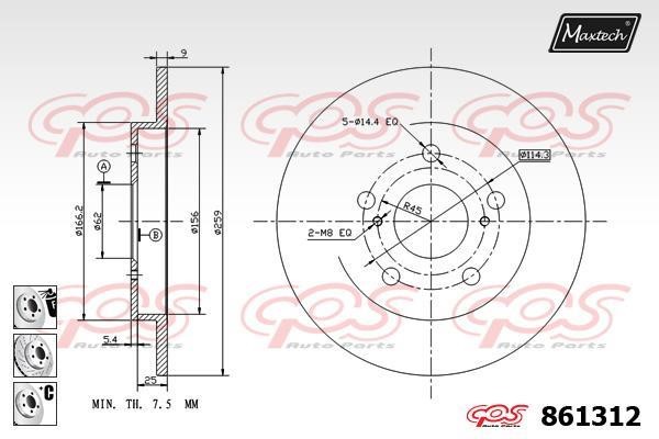 MaxTech 861312.6880 Brake disk 8613126880