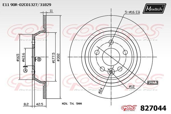 MaxTech 827044.0000 Rear brake disc, non-ventilated 8270440000