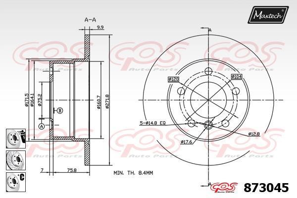 MaxTech 873045.6980 Brake disc 8730456980