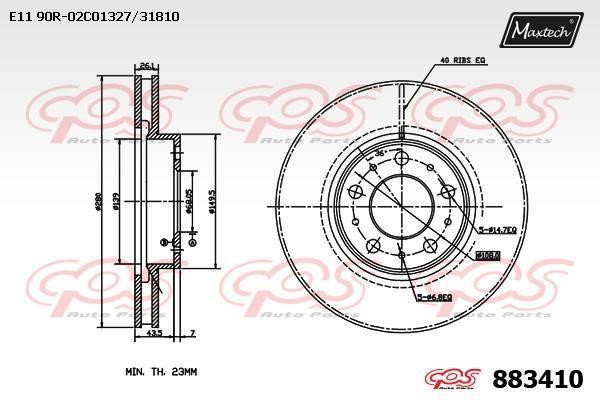 MaxTech 883410.0000 Front brake disc ventilated 8834100000