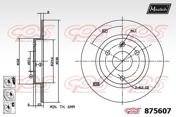 MaxTech 875607.6880 Brake disc 8756076880