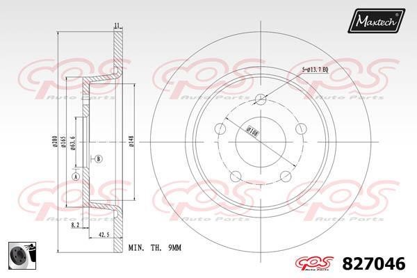 MaxTech 827046.0060 Rear brake disc, non-ventilated 8270460060