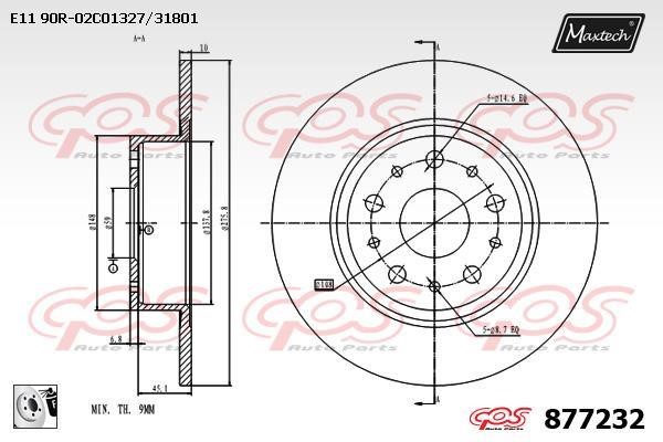MaxTech 877232.0080 Rear brake disc, non-ventilated 8772320080