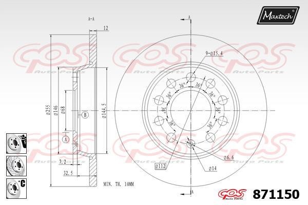 MaxTech 871150.6980 Brake disc 8711506980