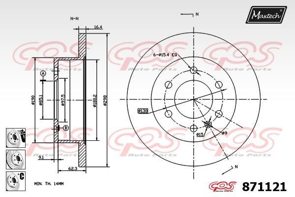 MaxTech 871121.6880 Brake disc 8711216880