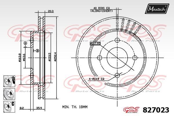MaxTech 827023.6880 Rear ventilated brake disc 8270236880