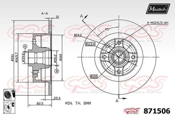 MaxTech 871506.6060 Rear brake disc, non-ventilated 8715066060