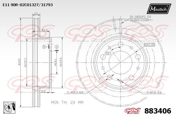 MaxTech 883406.0080 Front brake disc ventilated 8834060080