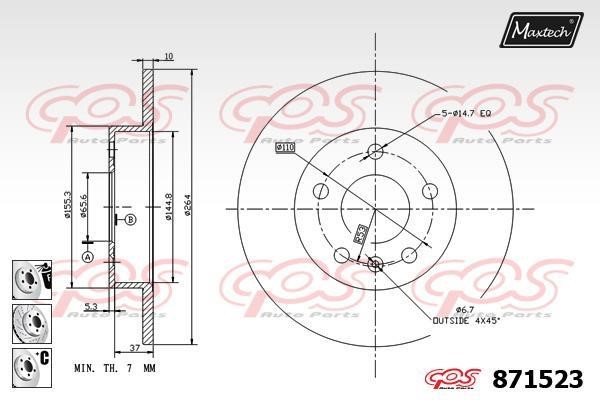 MaxTech 871523.6980 Brake disc 8715236980