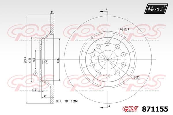 MaxTech 871155.0000 Rear brake disc, non-ventilated 8711550000
