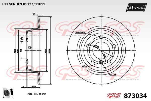 MaxTech 873034.0060 Rear brake disc, non-ventilated 8730340060