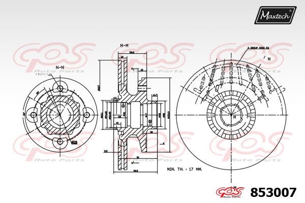 MaxTech 853007.0000 Front brake disc ventilated 8530070000