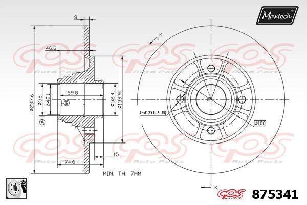 MaxTech 875341.0081 Rear brake disc, non-ventilated 8753410081