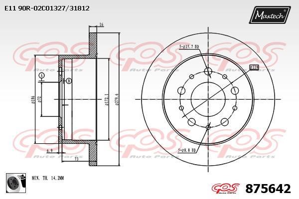 MaxTech 875642.0060 Rear brake disc, non-ventilated 8756420060