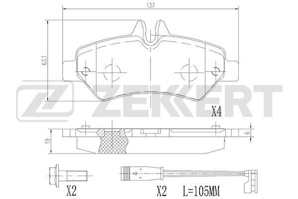 Zekkert BS-2791 Brake Pad Set, disc brake BS2791