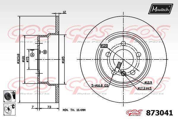 MaxTech 873041.6060 Rear brake disc, non-ventilated 8730416060