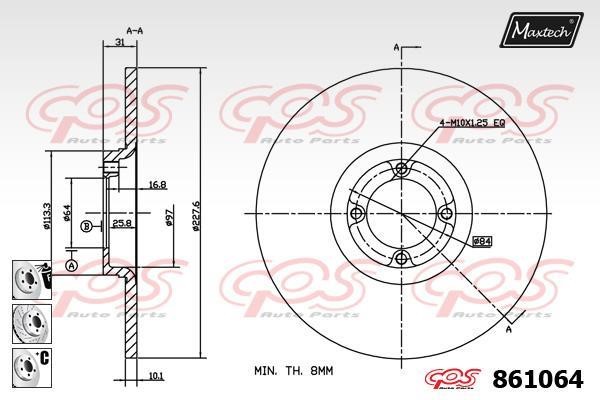 MaxTech 861064.6980 Brake disc 8610646980