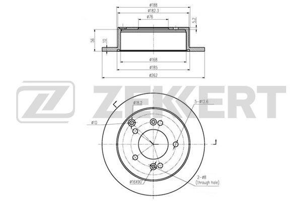 Zekkert BS-5273 Rear brake disc, non-ventilated BS5273