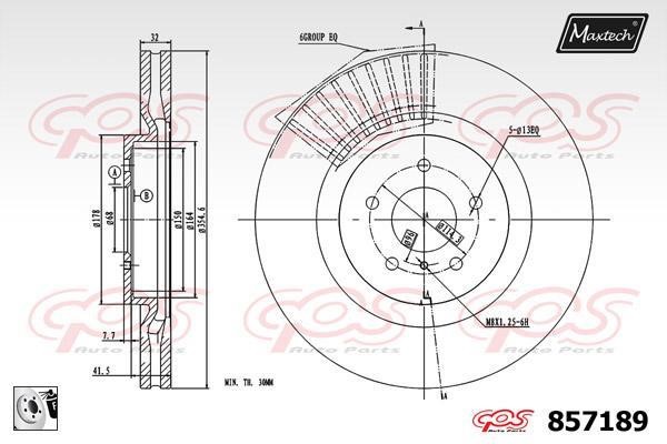 MaxTech 857189.0080 Front brake disc ventilated 8571890080