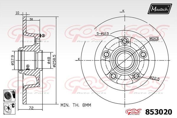 MaxTech 853020.6060 Rear brake disc, non-ventilated 8530206060