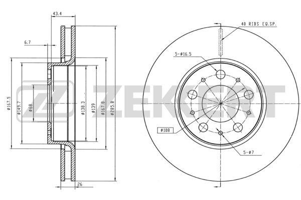 Zekkert BS-5270 Front brake disc ventilated BS5270