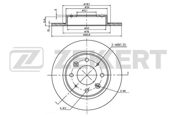 Zekkert BS5741 Rear brake disc, non-ventilated BS5741