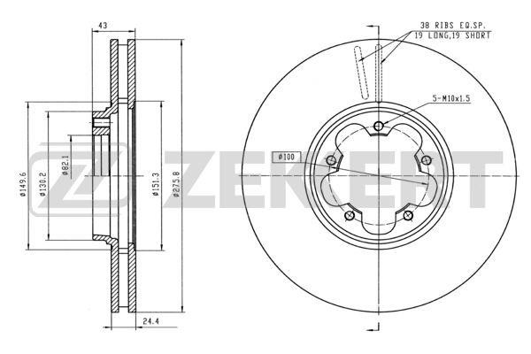 Zekkert BS-5346 Front brake disc ventilated BS5346