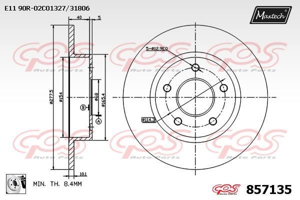 MaxTech 857135.0080 Rear brake disc, non-ventilated 8571350080