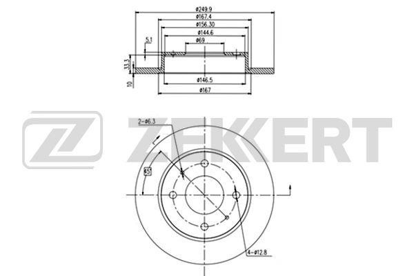 Zekkert BS-5790 Rear brake disc, non-ventilated BS5790