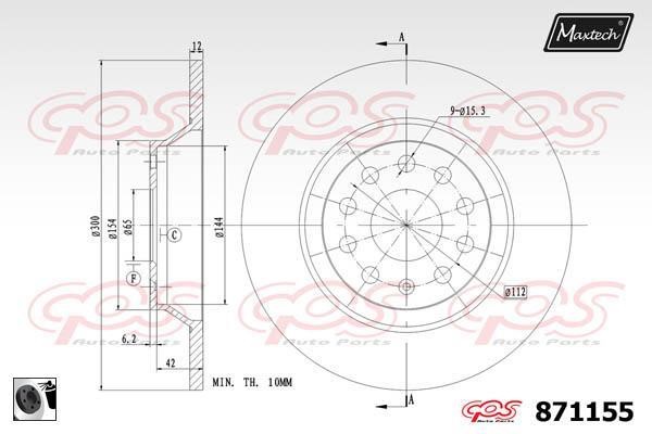 MaxTech 871155.0060 Rear brake disc, non-ventilated 8711550060