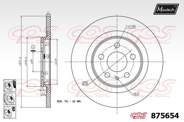 MaxTech 875654.6880 Brake disc 8756546880