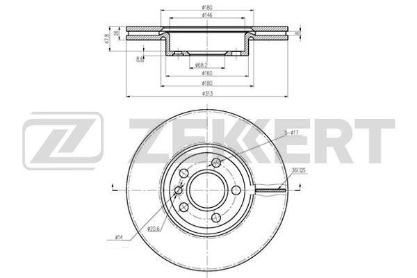 Zekkert BS-5846 Front brake disc ventilated BS5846