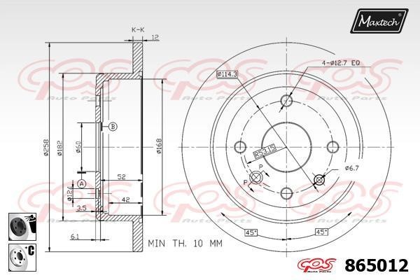 MaxTech 865012.6060 Rear brake disc, non-ventilated 8650126060